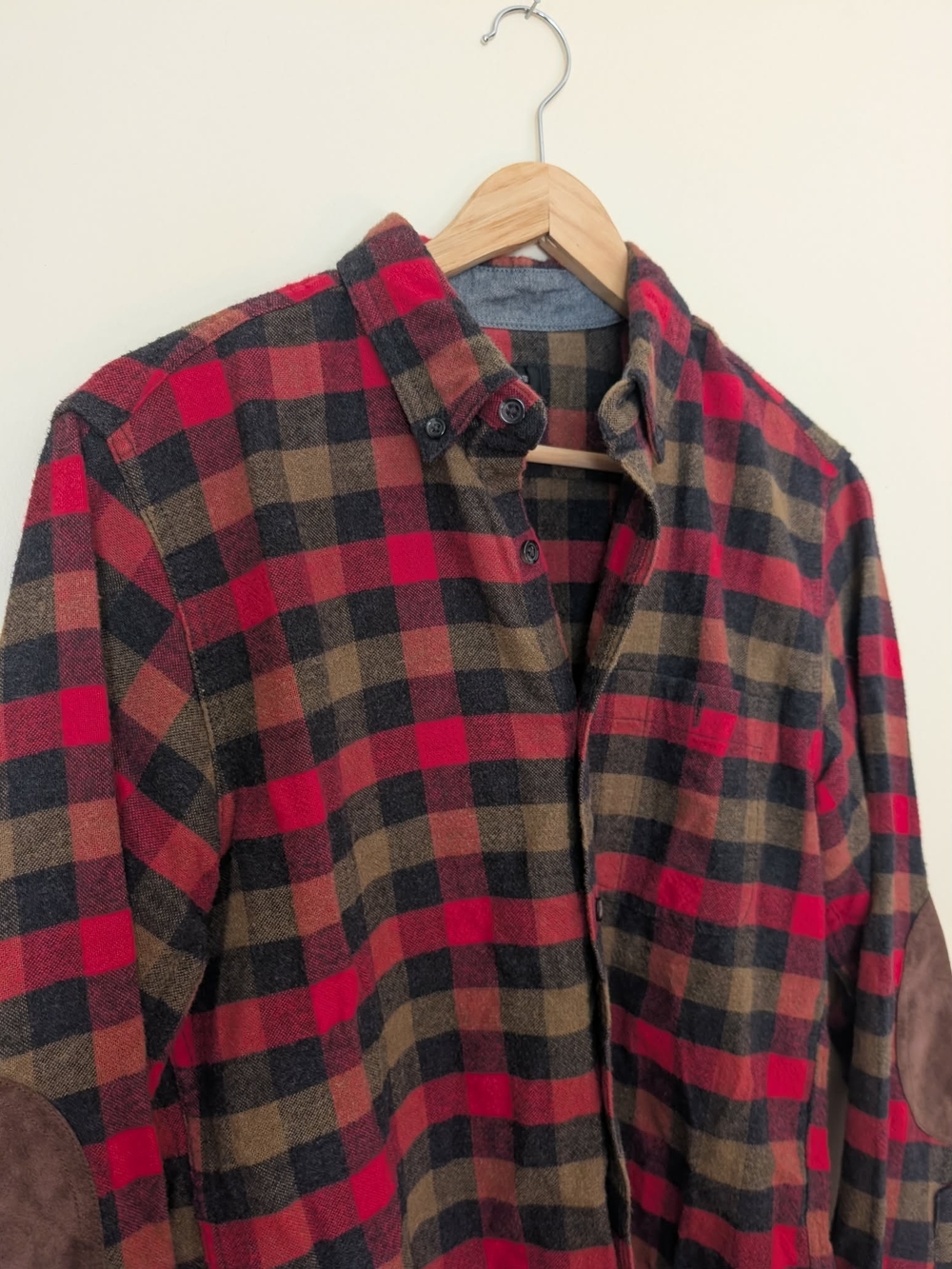 J. Crew Flannel With Elbow Patches, Size S